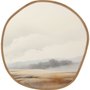 Quadro Paisagem do Campo em Tons Terrosos em Formato Orgânico com Moldura Freijó