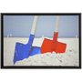 Quadro Pequeno Decorativo Tela Canvas com Moldura Pá Azul e Vermelha 30x20cm