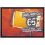 Quadro Pequeno Decorativo Tela Canvas com Moldura Placa Route 66 - 30x20cm