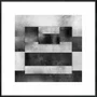 Quadro Preto e Branco Geométrico Sobreposto Abstrato com Moldura e Vidro