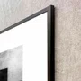 Quadro Preto e Branco Geométrico Sobreposto Abstrato com Moldura e Vidro