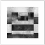 Quadro Preto e Branco Geométrico Sobreposto Abstrato com Moldura e Vidro