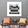 Quadro Preto e Branco Geométrico Sobreposto Abstrato com Moldura e Vidro