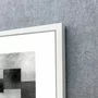 Quadro Preto e Branco Geométrico Sobreposto Abstrato com Moldura e Vidro