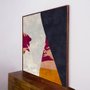 Quadro Tela Arte Moderna Abstrata Moldura na Cor Mel 110x110 cm