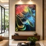 Quadro Tela Canvas Arte Abstrata Penas de Arara Colorida Sofisticada 90x120 CM