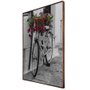 Quadro Tela Canvas Bicicleta em Preto e Branco Flores Coloridas 90x120 cm