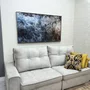 QuadroTela Canvas Abstrato Efeito Metal Industrial Moldura Prata Envelhecida 160x90 cm
