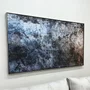 QuadroTela Canvas Abstrato Efeito Metal Industrial Moldura Prata Envelhecida 160x90 cm
