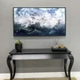 Tela Canvas Abstrata Azul e Cinza com Moldura Preta Arte Moderna Decorativa