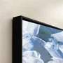 Tela Canvas Abstrata Azul e Cinza com Moldura Preta Arte Moderna Decorativa