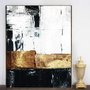 Tela Canvas Abstrata com Moldura Dourada para Decoração Sofisticada 90x120 cm