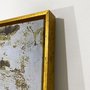 Tela Canvas Abstrata com Moldura Flutuante Dourada Arte Vibrante em Vermelho e Dourado 150x150 cm