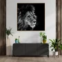 Tela Canvas Arte Leão em Preto e Branco 120x120 cm