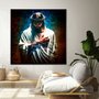 Tela Canvas Geométrica Colorida com Moldura Preta Jesus com Coroa de Espinhos