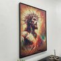 Tela Canvas Jesus com Coroa de Espinhos Arte Abstrata Colorida com Moldura Preta