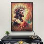 Tela Canvas Jesus com Coroa de Espinhos Arte Abstrata Colorida com Moldura Preta