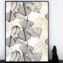 Tela Canvas Moderna Folhas Estilizadas, Moldura Preta, Sofisticação Contemporânea 90x120 cm