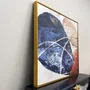 Tela em Canvas com Moldura Dourada: Arte Abstrata Cores Vibrantes 125x125 cm